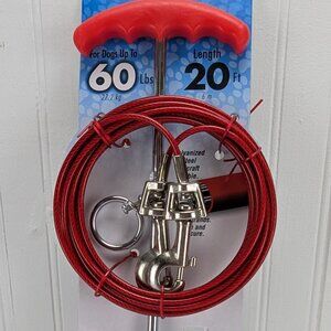 Boss Pet Dog Stake & Tie Out Combo Up to 60lbs 20ft Cable Swivel Points New
